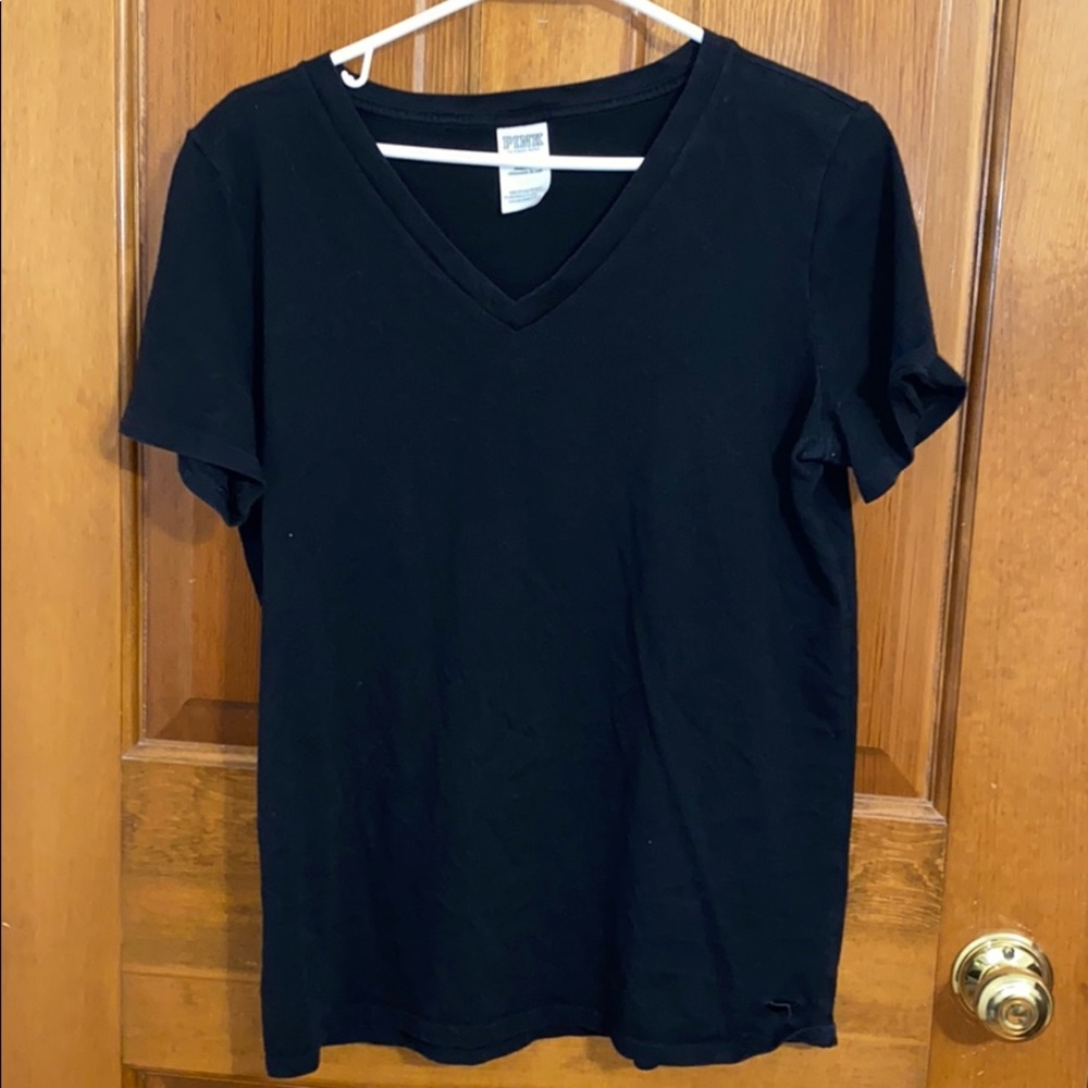 PINK Black V-Neck Tee - EUC